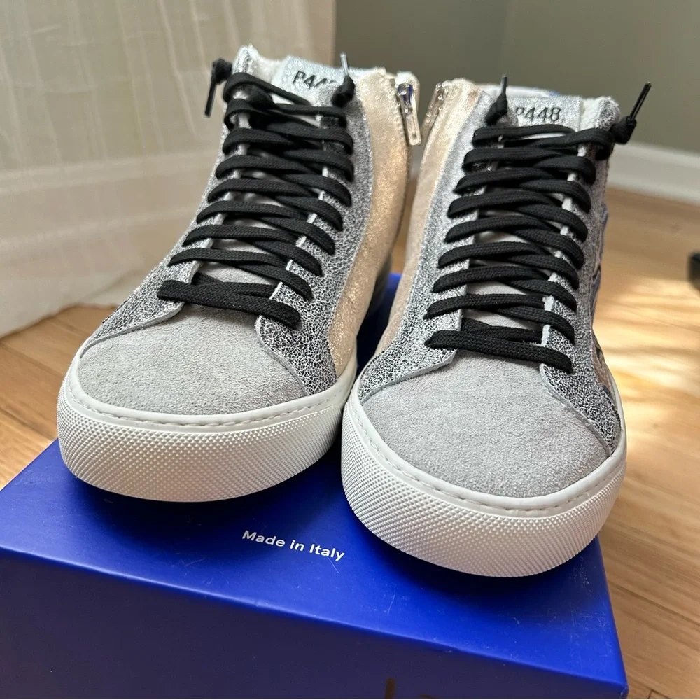 New p448 starbs Panama women’s shimmer high top sneakers shoes size 39 8.5‎ 9